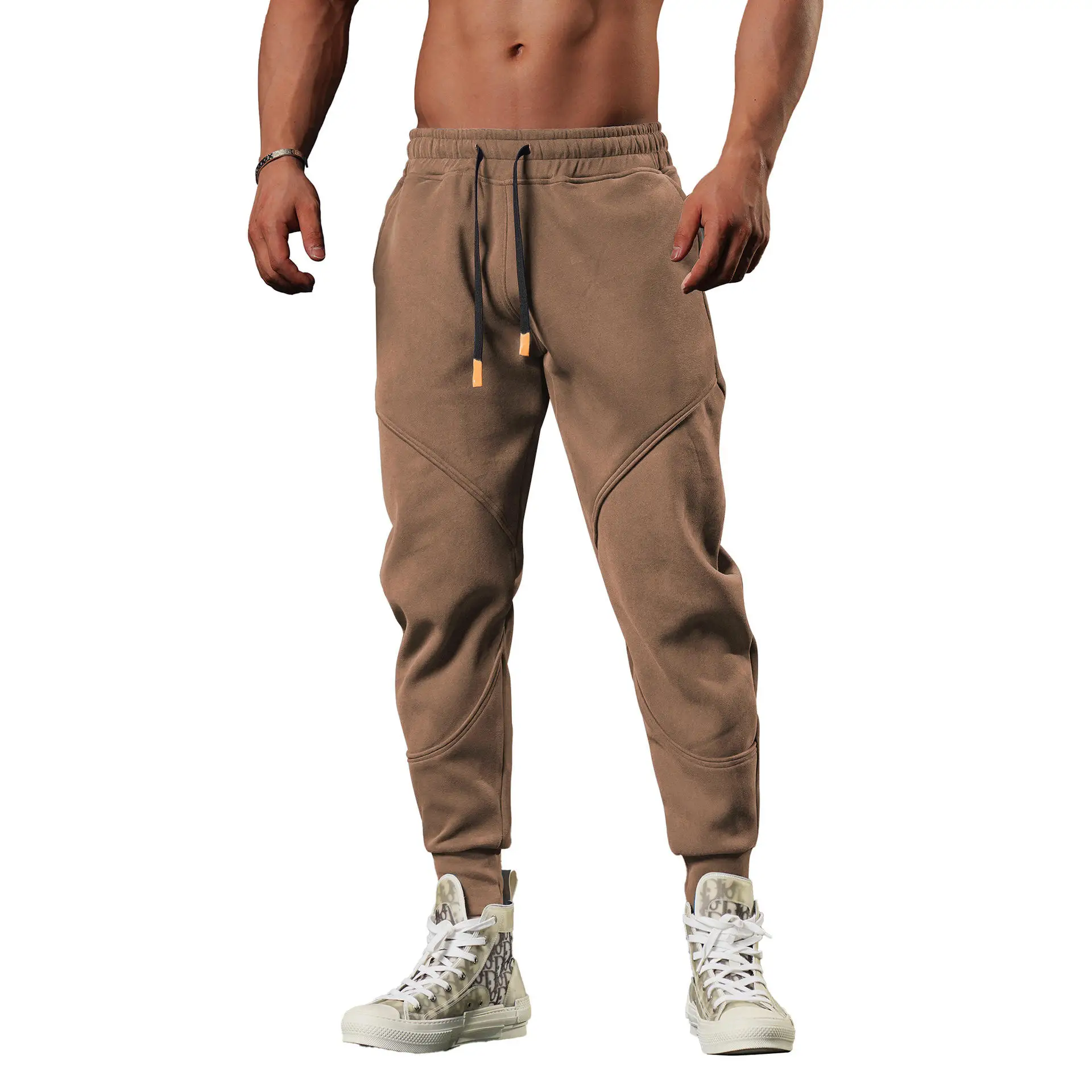 SHULIQI Custom Logo Streetwear Joggers Men Gym cargo outdoor trousers Tapered Mens stacked cotton pants men