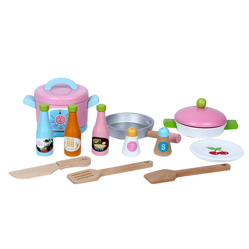 Mother Garden Play House Mini Kitchen Furniture Cooking Toys Wooden Simulated Kitchen Set Early Education Creative Birthday Gift