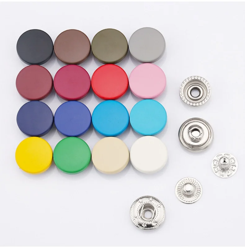 Factory Direct Colorful Metal Snap Button Flatback Snap for Down Jacket Decoration Clothing  Painted Buttons