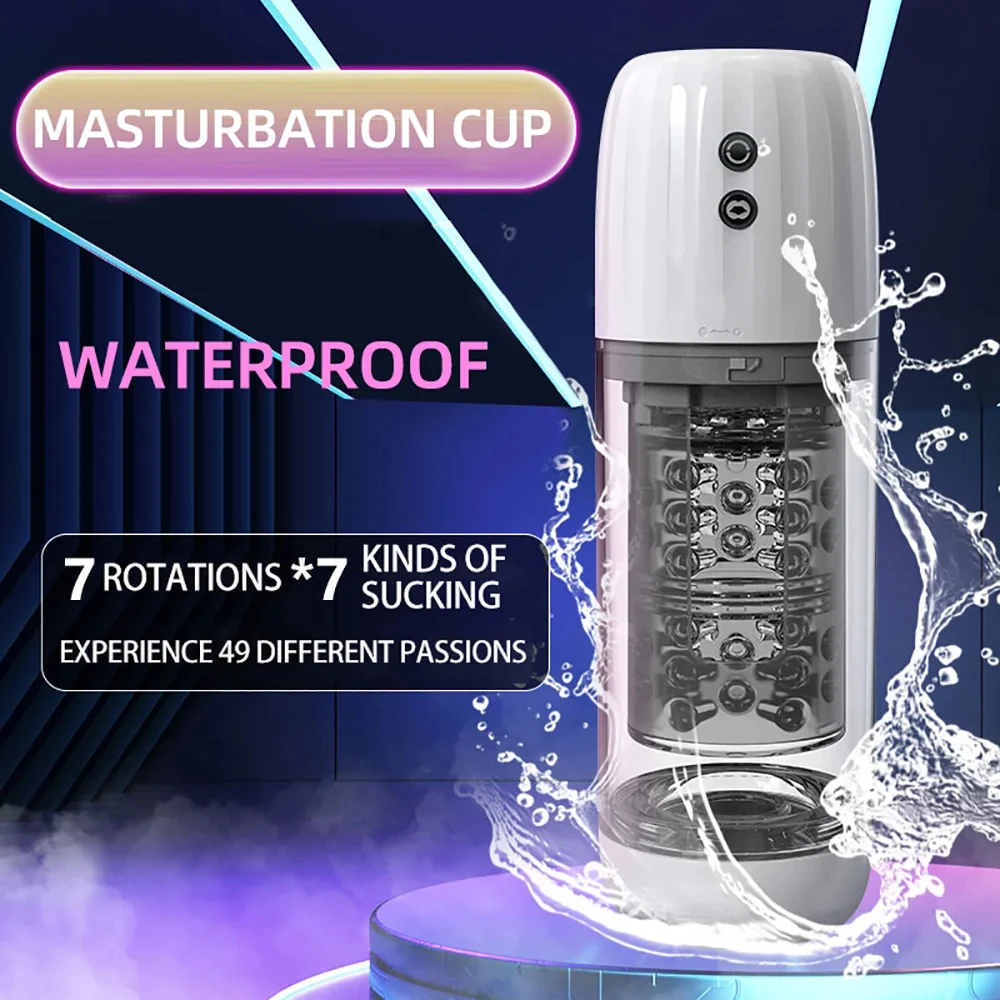 Fully Waterproof 7 Sucking Rotating Automatic Male Masturbator Cup Oral Sex Machine Stroker Adult Male Sex Toys For Men