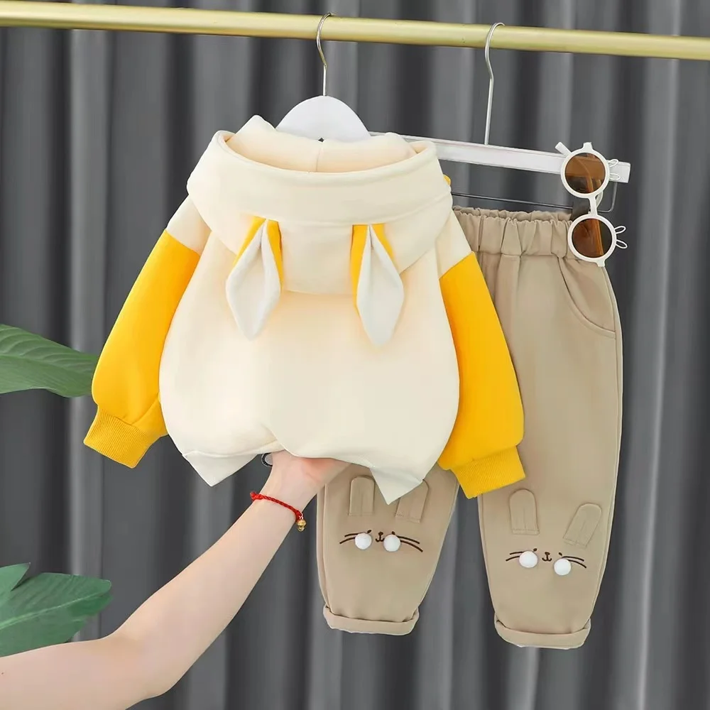 Wholesale 2pcs + waist bag korean style thick girls and boys outwear cartoon kids clothes suit clothing kids