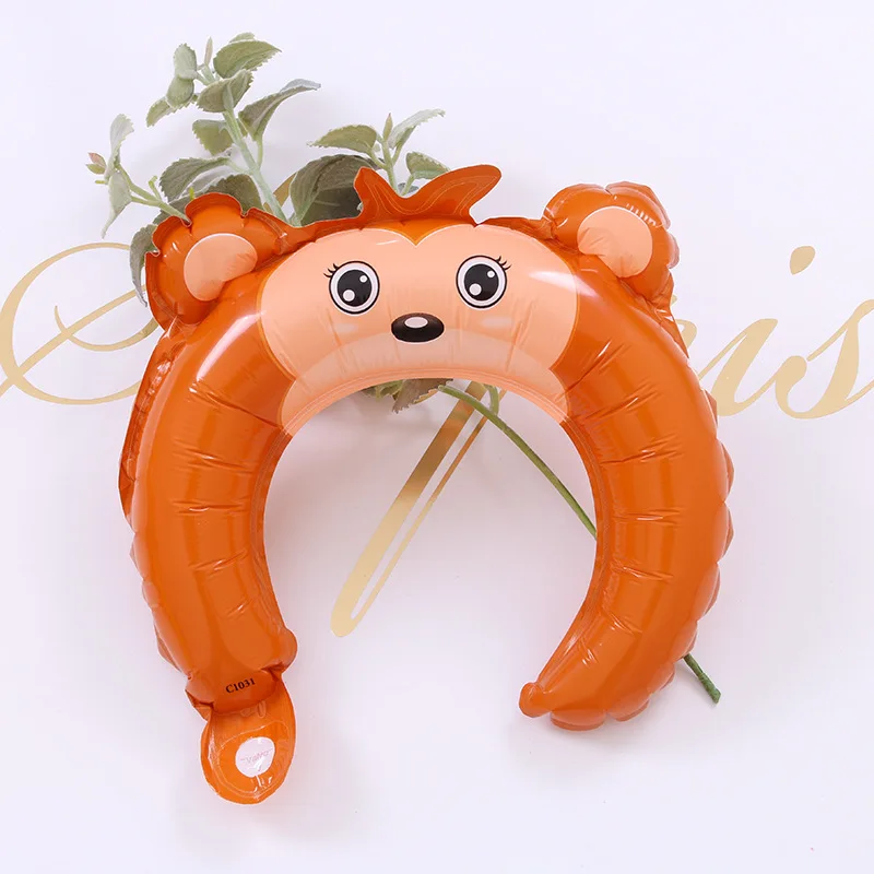Wholesale Promotional Small Gift Foil Balloons Cartoon Head Animal Festival Hair Hoop Band Aluminum Folm Clasp Balloon