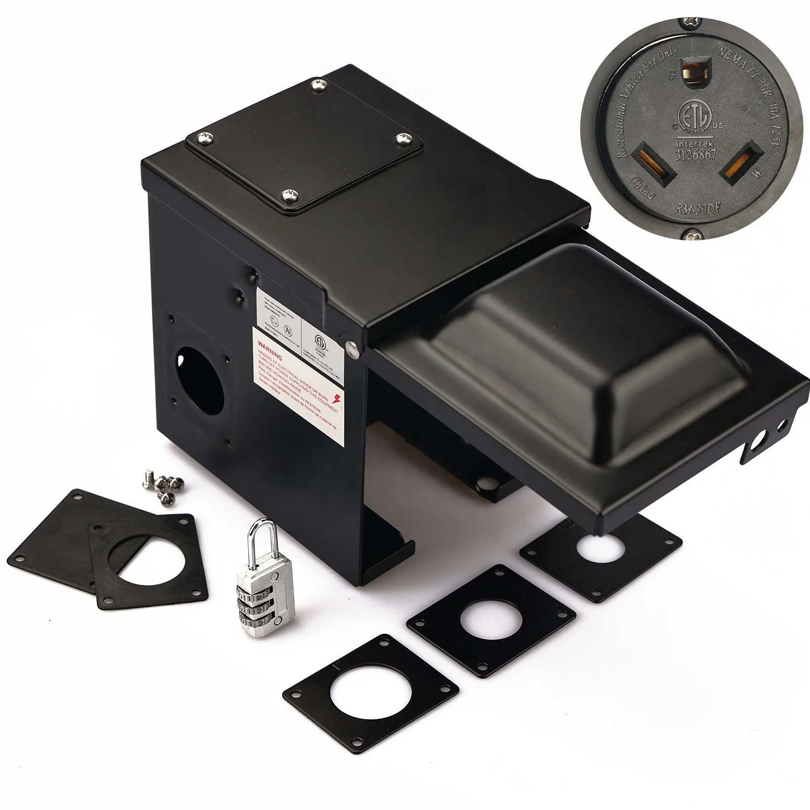 Pre-drilled 30 Amp 125 Volt RV/EV Power Outlet Box Camper Enclosed Lockable Electrical NEMA 14-50R Receptacle Power Panel Box