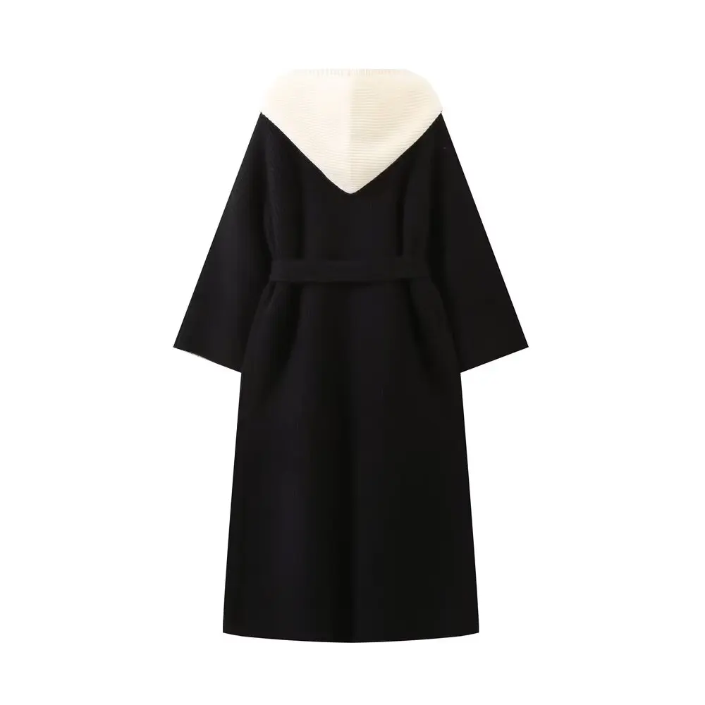 woman New Arrival Lady Fashion Shawl Collar Hooded Long Pullover Cardigan Casual Style Loose Fit Plus Size Winter Coat
