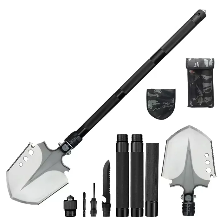 Multifunctional portable folding shovel handle length outdoor gardening tools camping stainless steel survival shovel set