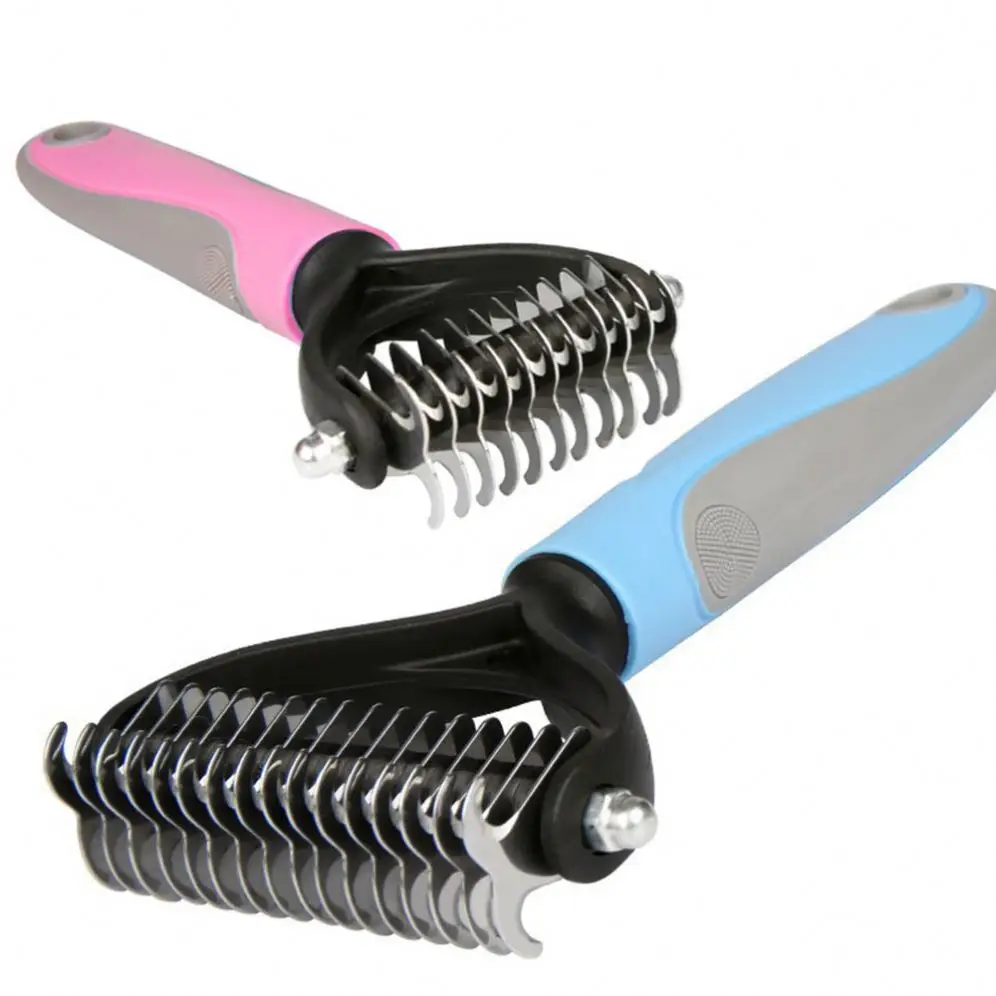 2024 Best Selling Pet Grooming tool- 2 Tool 2 Sided Dematting Undercoat Rake steel Brush Combs For small animals Dogs And Cats