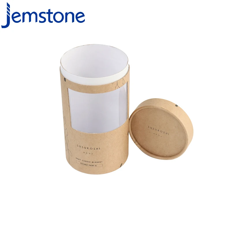 Wholesale Food Grade Brown Round Cylinder Cardboard Box Can Oat Food Paper Tube Packaging With Window Clear Pvc