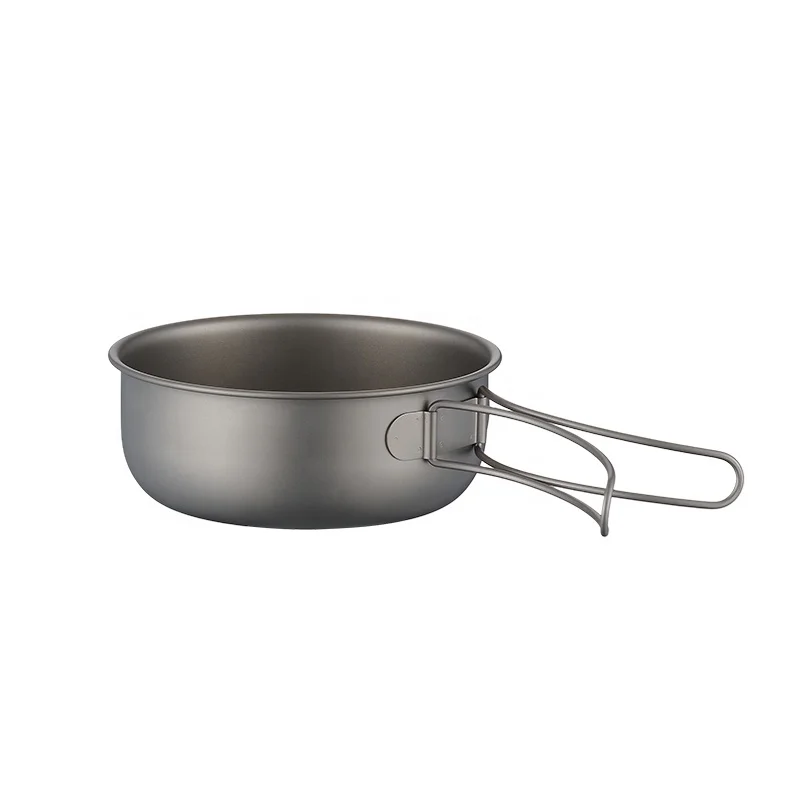 Ultra-light Titanium Fry Pans for Outdoor Camping Hiking Picnicking Backpacking Portable Metal Cooking Pot Set for Travel