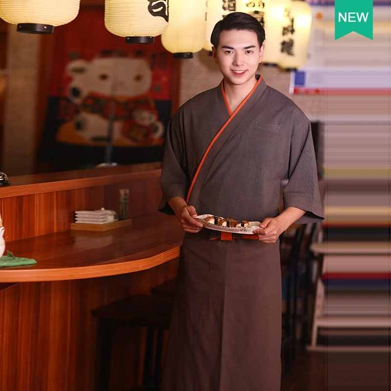 New sushi restaurant work clothes Japanese  cuisine Japanese chef service sushi service mitsuaki kimono men