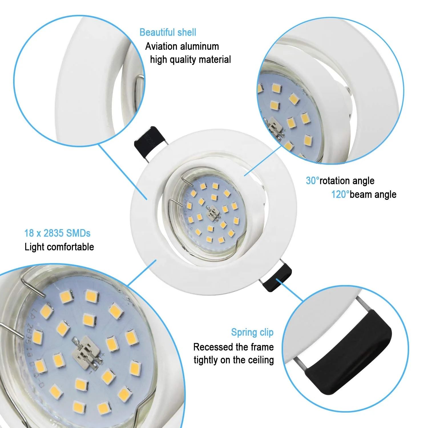 
GU10 Led Spot Light 7W Led Recessed Indoor Decorative Dimmable Led Spotlight gu10283518 
