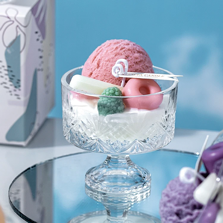 JY Glass aromatherapy candles scented essential oils birthday aromatherapy ice cream creative carved candles wholesale