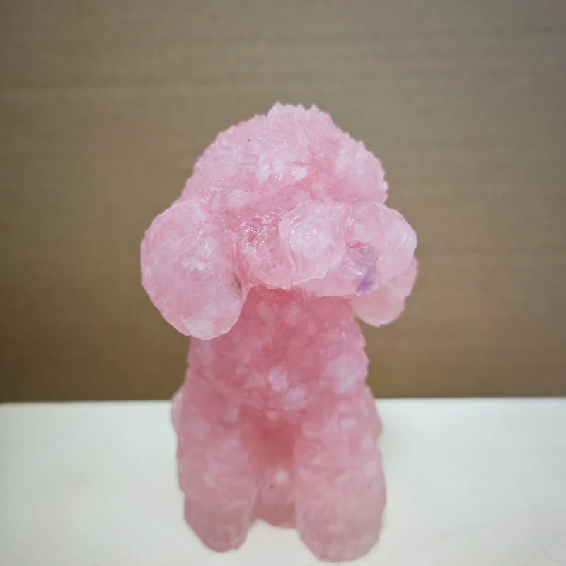 Wholesale healing crystal ornaments natural rose quartz crystal chips resin dog for decoration