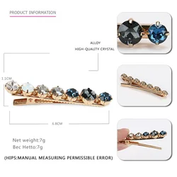 Lovely Round Crystal Hair Clips High Quality Metal Alligator Clip Colorful Rhinestone Opal Hair Clips for Girls