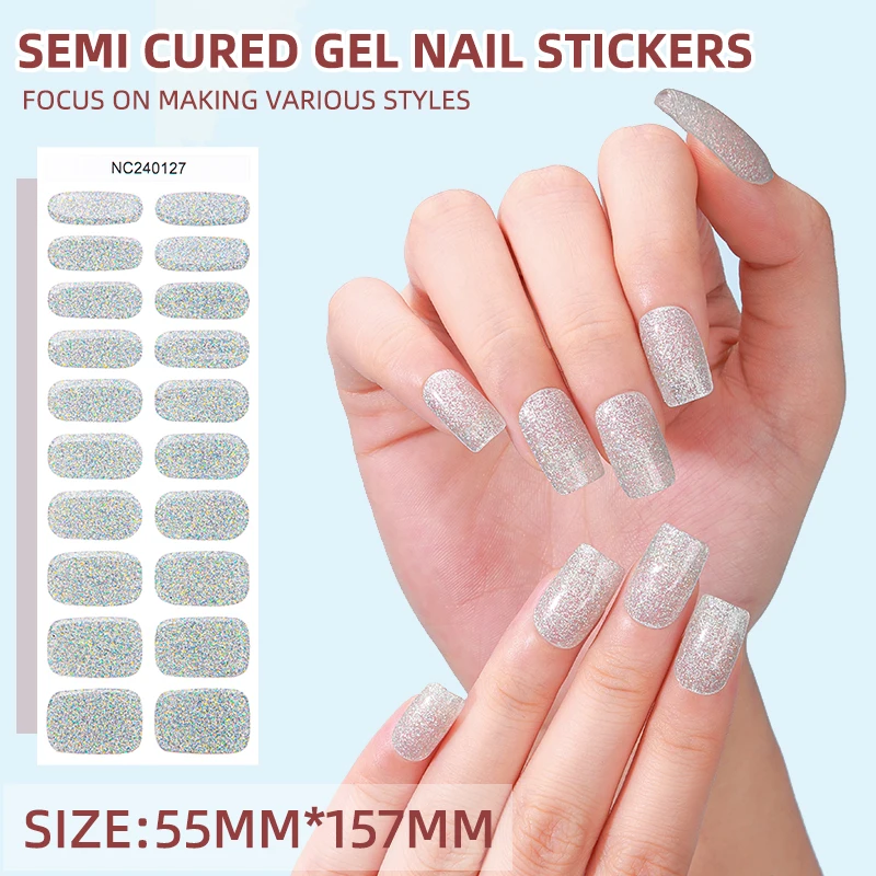 china gold supplier Uv varnishing Glitter Sparkle Radiant custom nail polish gel sticker for nail art