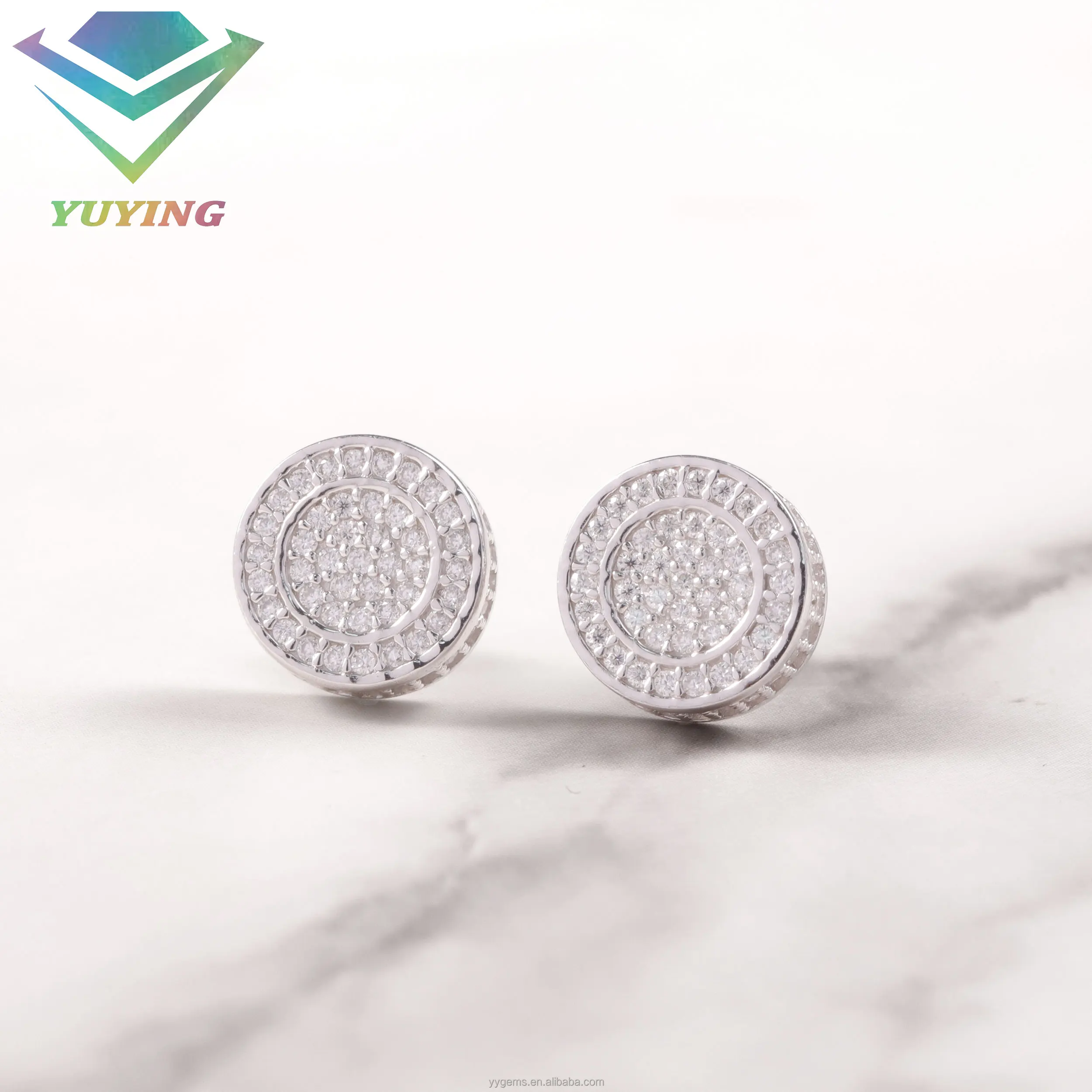 Fashion jewelry earrings s925 silver free fire moissanite round earrings white gold plated passed diamond test women stud