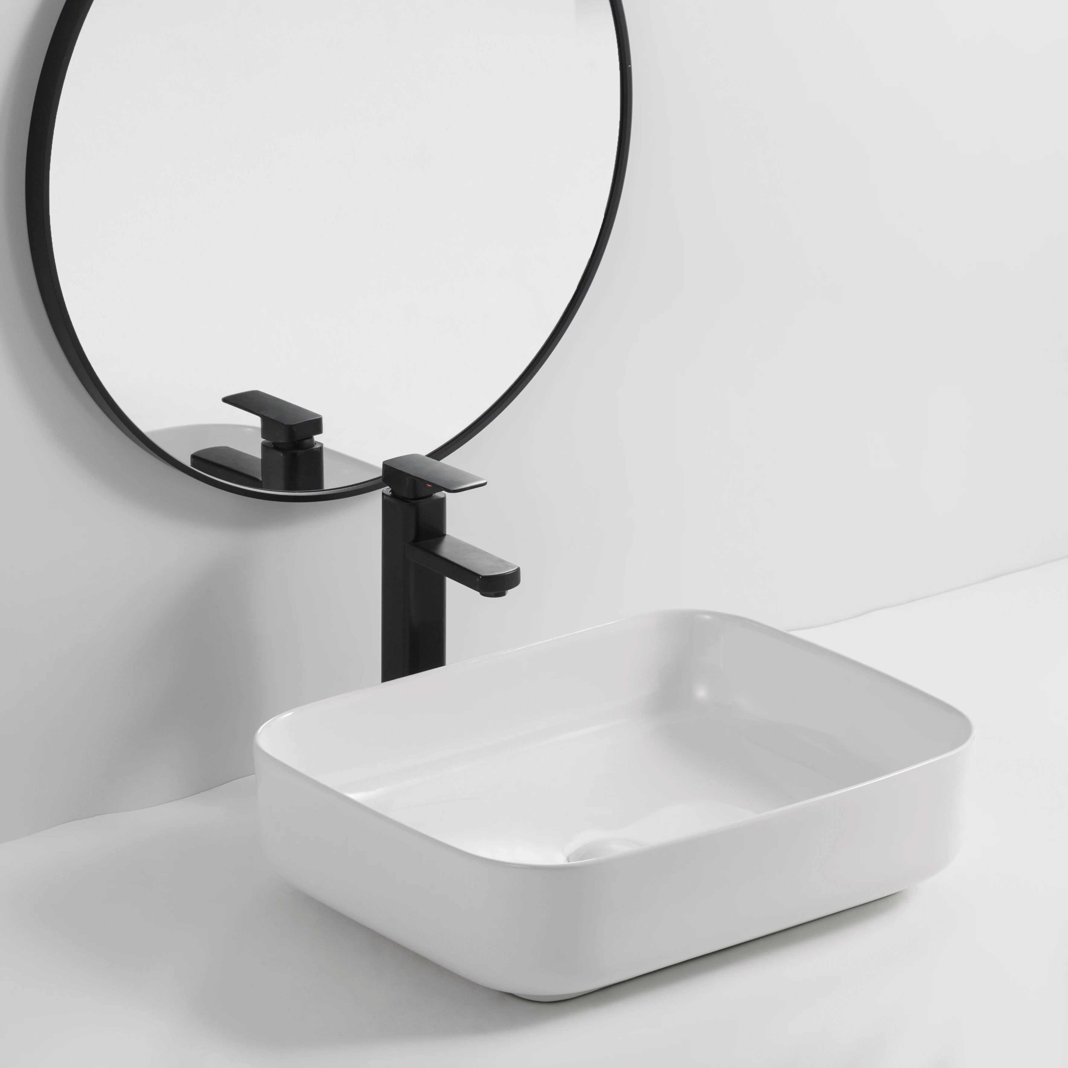 lavamanos rectangular design white ceramic counter bathroom sink wash basin for hotel villa