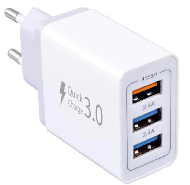
2018 Hot Selling 3 Port Fast Charging QC3.0 USB Wall Charger EU Plug 