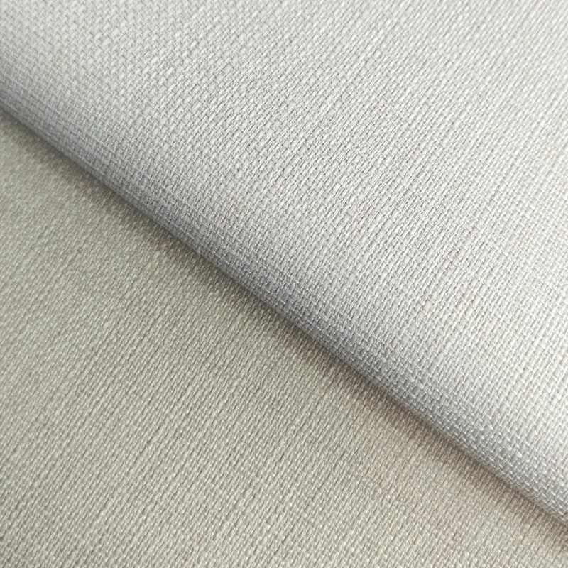 Jacquard Style Satin Blackout Bonded Fabric with FR Lining Blackout Curtain in Beige and Grey for Hotels Coated Fireproof