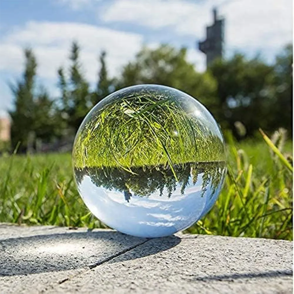 100mm Clear Acrylic Crystal Sphere with Wooden Stand Healing Crystal Ball for Meditation, Home Decoration Various sizes