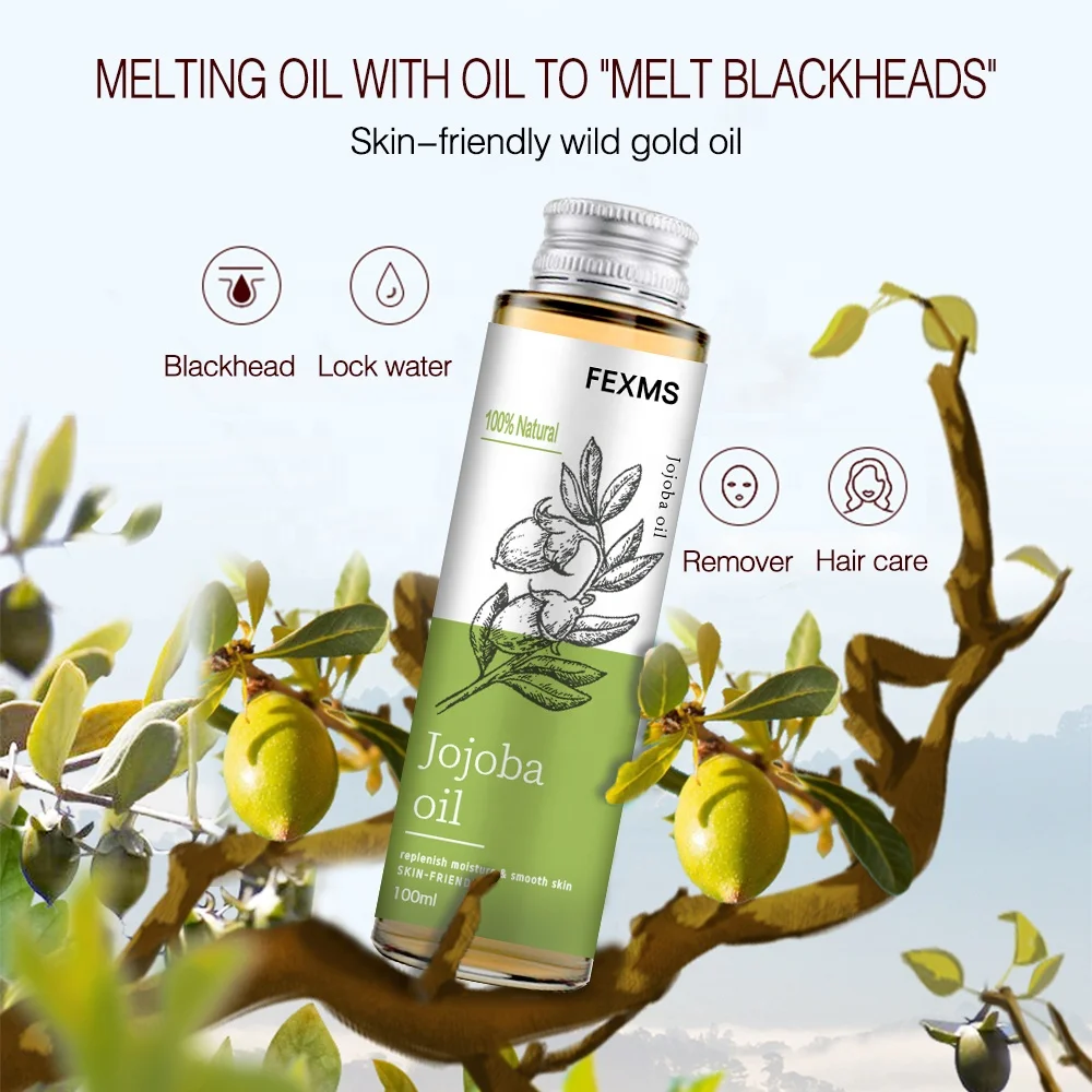 FEXMS Cold Pressed Skin Carrier Oil 100% Pure Natural Organic Golden Jojoba Oil For Face, Massage