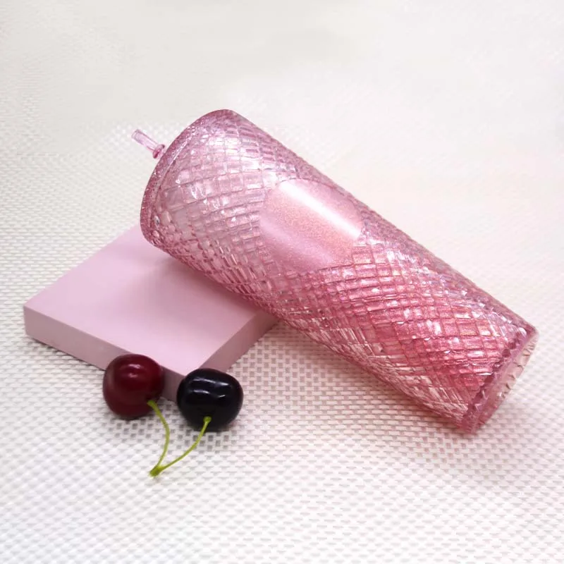 Waterproof double plastic straw cup large capacity of creative 710 ml water mug prick the hand cup