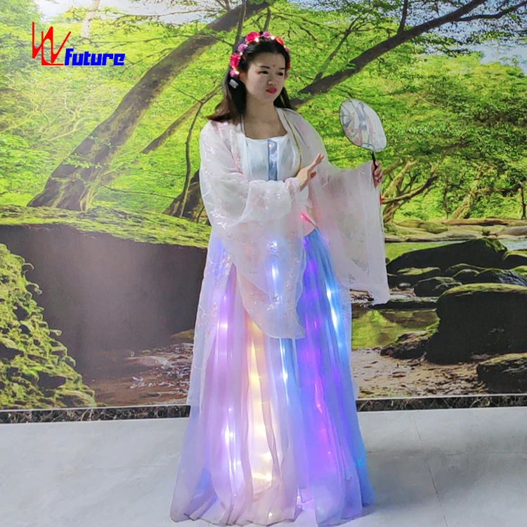 Традиционная китайская светодиодная старинная одежда Hanfu меняющая цвет светодиодный сказочный костюм для девочек танцевальные сценические комплекты