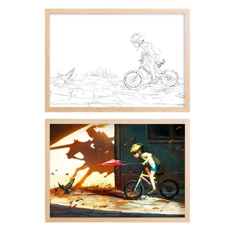 Anime-inspired Pet View Night Lights Photo Frame Three-Color Glowing LED Decorative Lamp Remote Control Upward Hanging Pictures