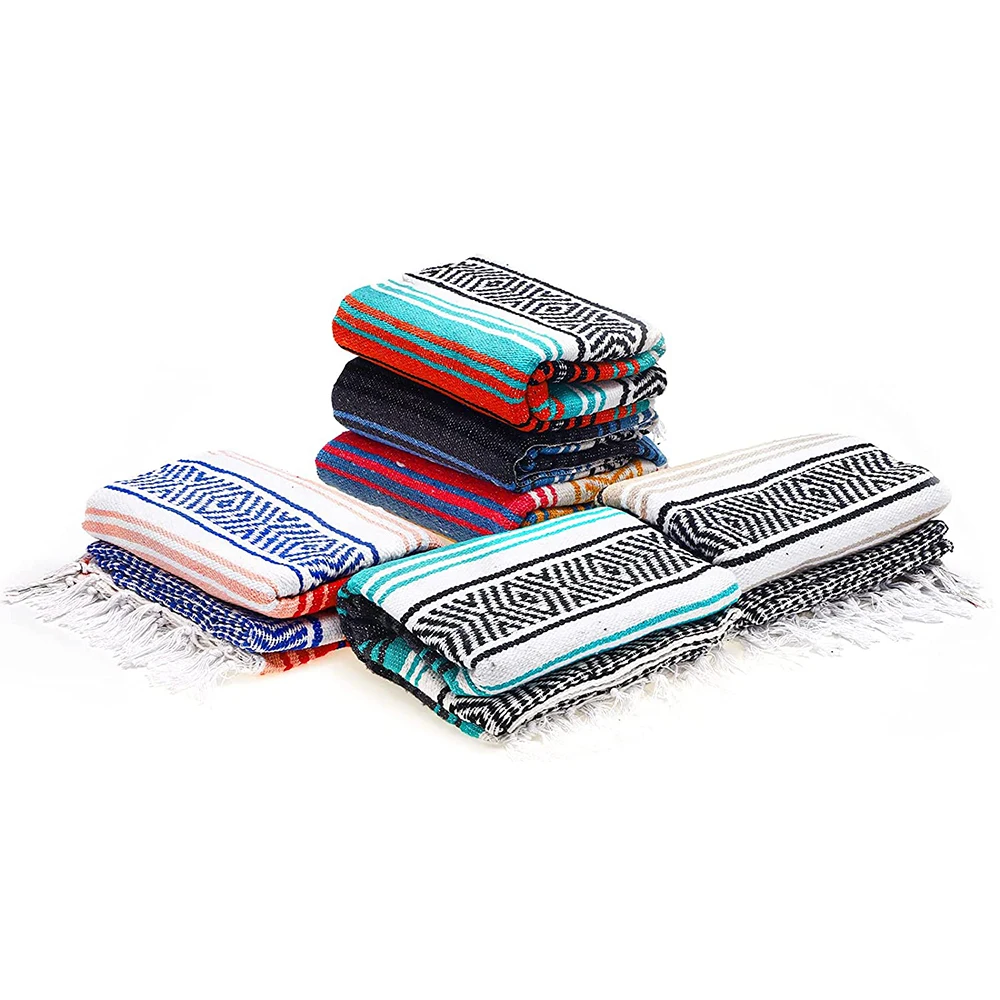 Wholesale Custom Logo Cooling Camping Print Soft Home Decor Beach Towel In Bulk Yoga Mexican Blanket
