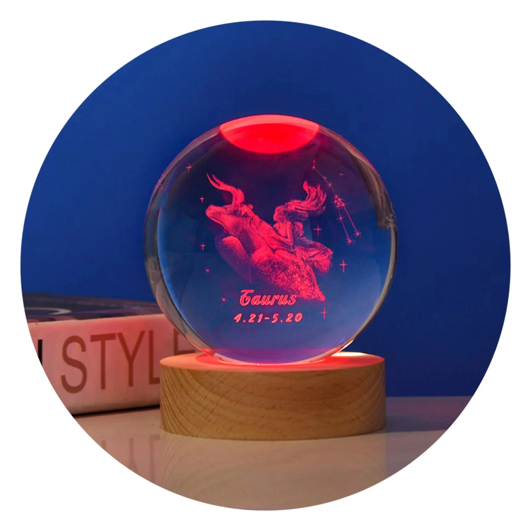 Wholesale creativity 3d Laser Engraving twelve constellations night lamp  shine Crystal Ball K9 Glass Crystal Ball