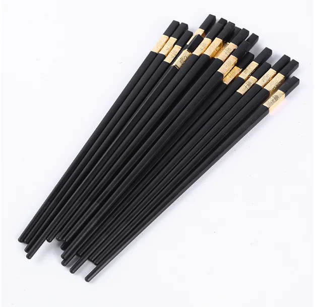 Pattern Alloy Chinese Chopsticks Set Non Slip Reusable Chopsticks Dishwasher Safe Black Chopsticks