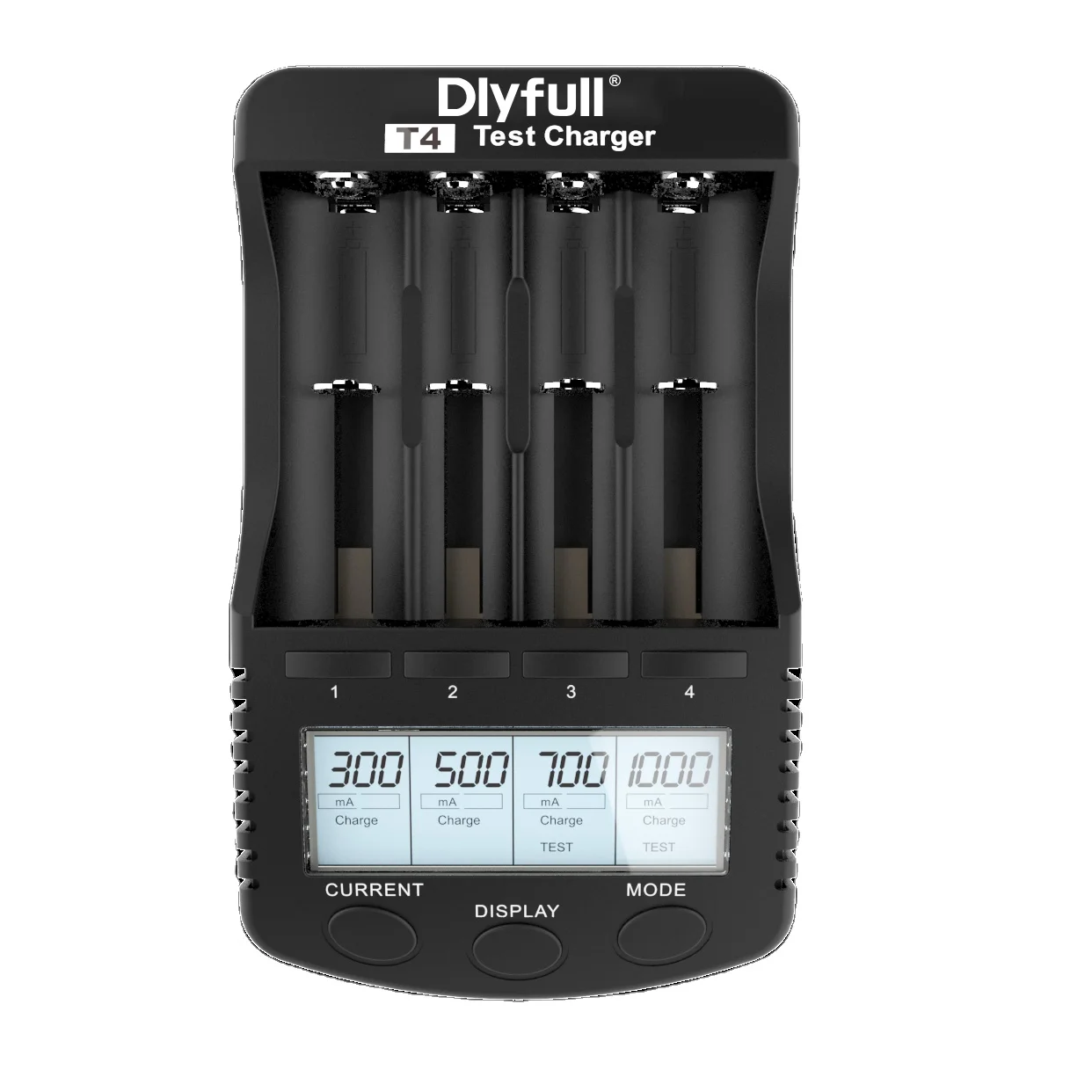 Dlyfull T4 Battery Charger 4 Slot Universal Charger NiMH AA AAA Lithium Ion 18650 26650 Battery Tester Charger