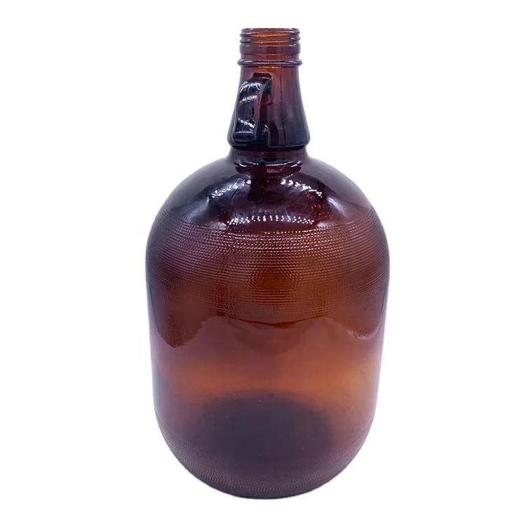High quality 128oz 4000ml 4L big amber glass beer wine growler bottle with screw cap