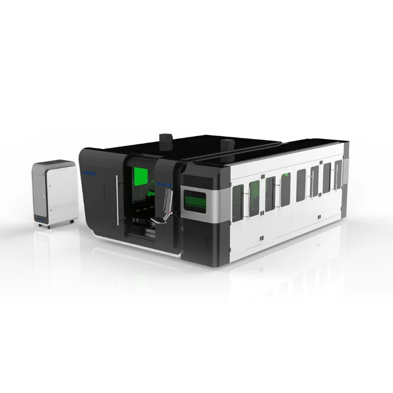 Полностью закрытый лазерный резак для листового металла с обменной платформой 6 кВт полностью покрытый волоконный станок лазерной резки металлической