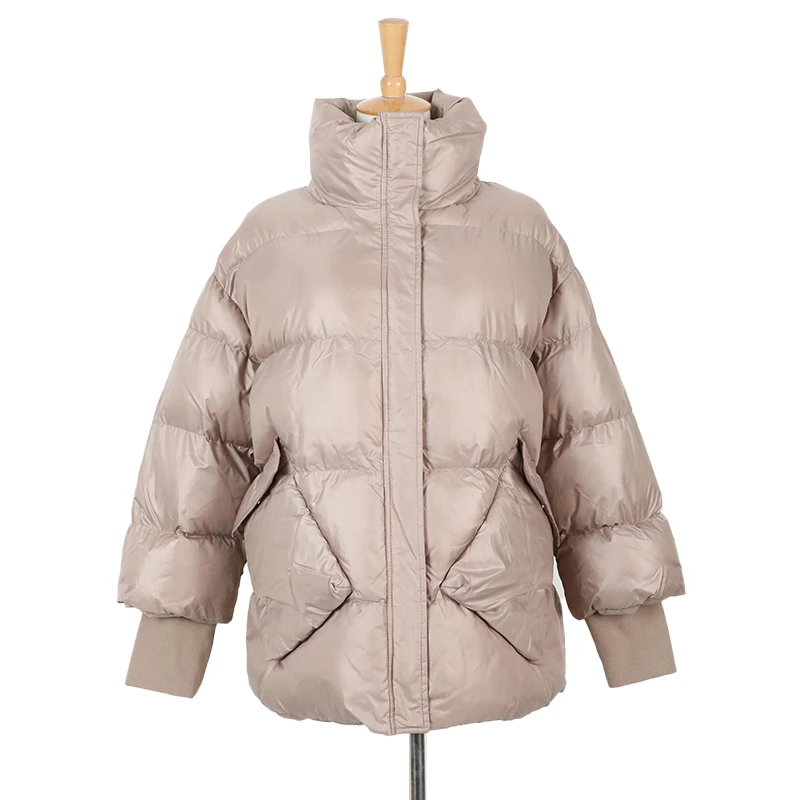 Newest Women Quilted Jacket With DTM Knitted Rib Cuff