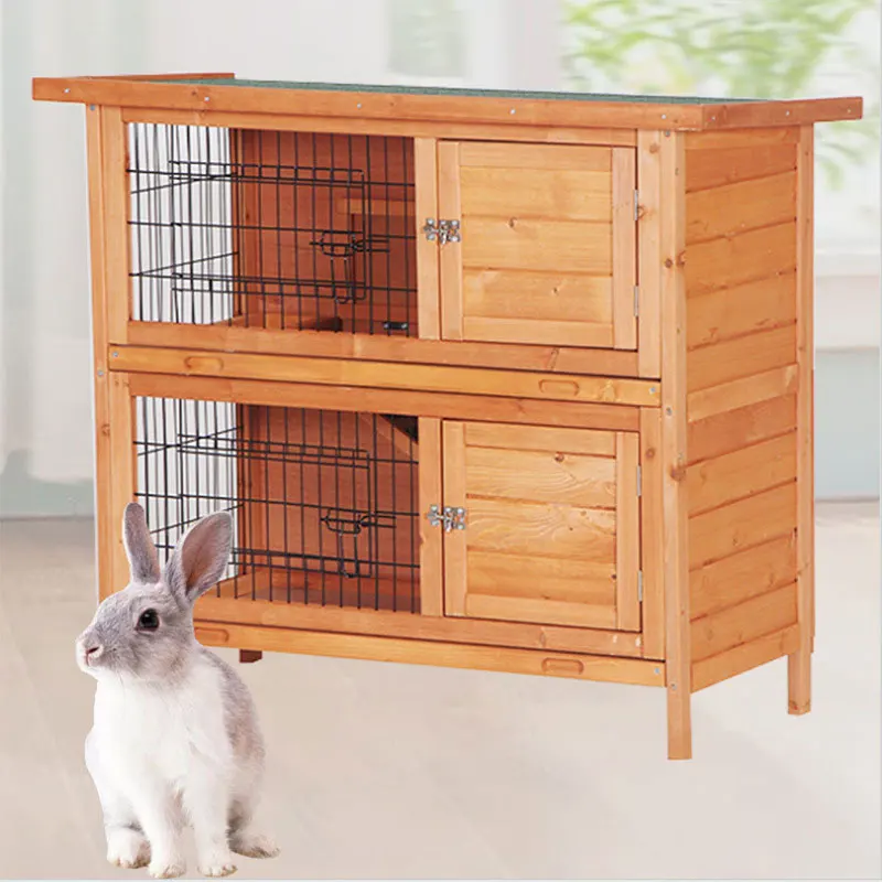 2 storey Weatherproof Indoor Outdoor Wooden Bunny Rabbit Hutch Cat Shelter Guinea Pig House  pet cages