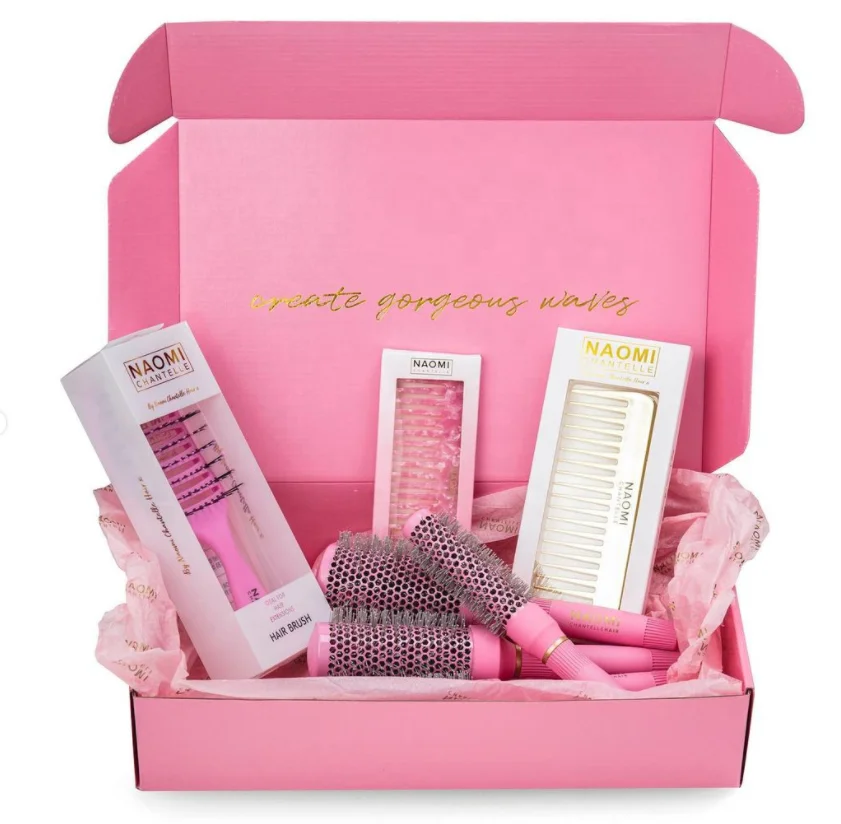 Amazon Branded Packing Hair Extensions Packaging Box Mailing Box Vendor Pink Gift Paper Box