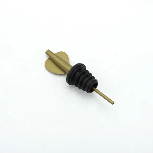 Bar Gold Plated Stainless Steel Olive Oil Vinegar Wine Bottle Liquor Speed Spout Pourer Dispenser With Customized Epoxy Logo