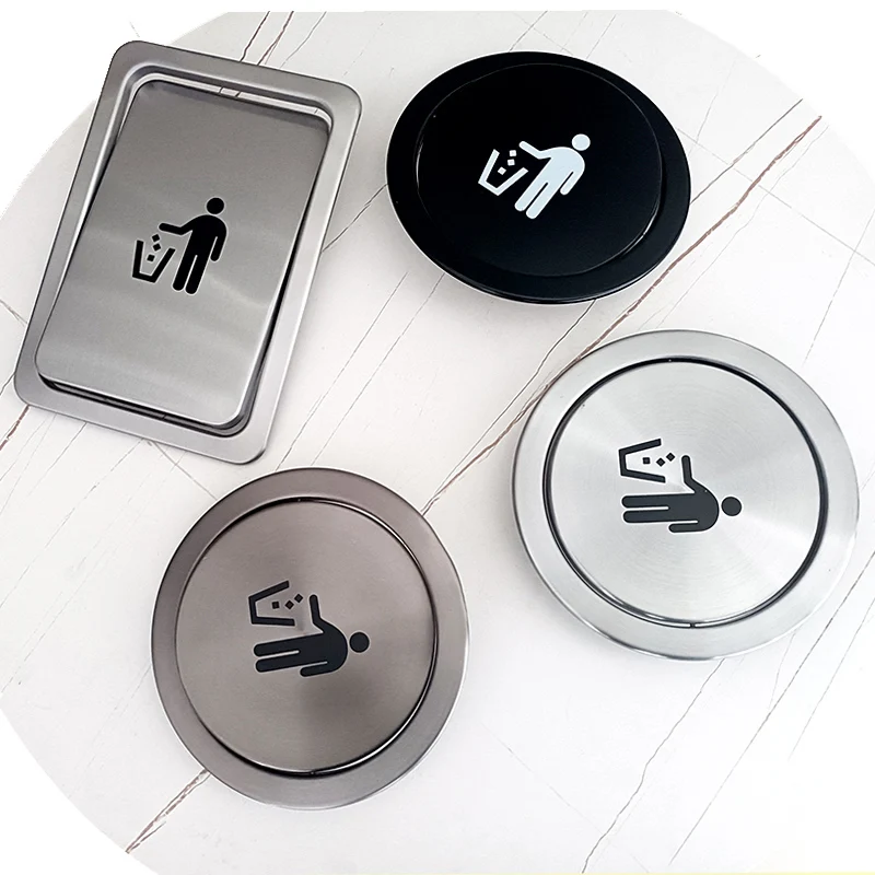 custom logo Flush Built-in Balance Swing Flap Garbage Lid Stainless Steel Garbage Flap Lid Trash Bin Cover for countertop