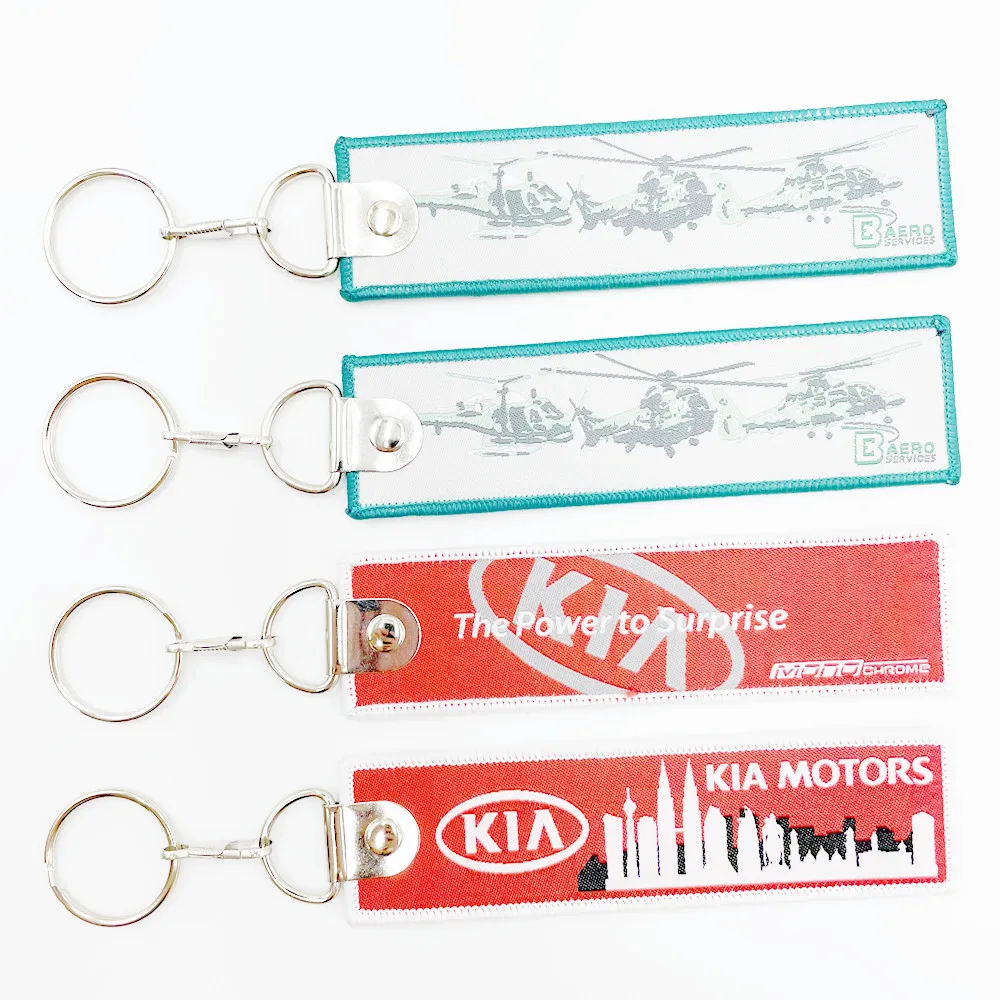 Customized Personalized Fabric Patch Key chain Key ring Custom Woven Label Embroidery Keychain