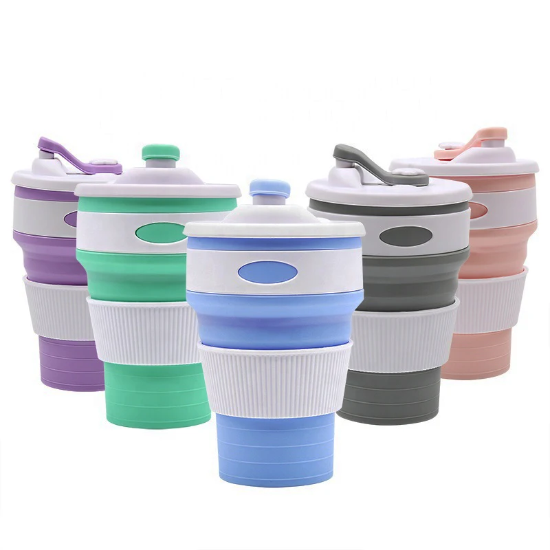 Recycled Compostable Pink Water Cup Biodegradable Big Bio Silicone Folding Sippy Thermal Coffee Espresso Travel Cup