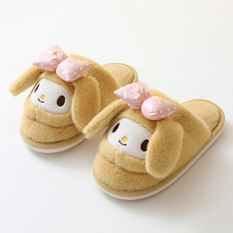 Japanese Anime Slipper Cartoon Warm Plush Home Shoes Kuromied Flat Non-slip Indoor Slippers For Girl Women Autumn Winter Pink