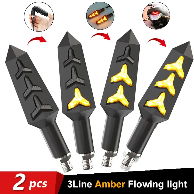 
Universal 12V Fishbone Y-Shaped Motorcycle led turn signal Turning Light Sequential Flowing Water Indicator Moto LED Lamp 