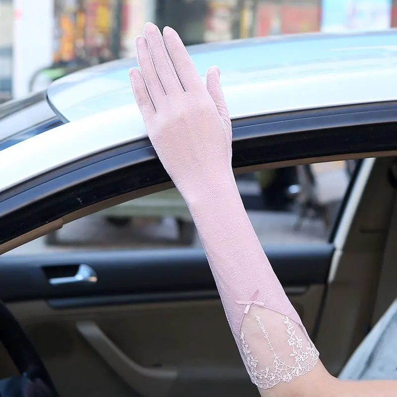 Cheap Summer Breathable UV Protection Driving Touch Screen Thin Women Gloves