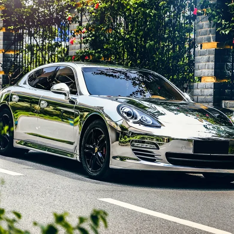 Flexible Silver Coated Vinyl Coated Chrome Mirror Coated Car Wrap Free Bubble Size :1.52*18 m/roll (5 ft x 59 ft