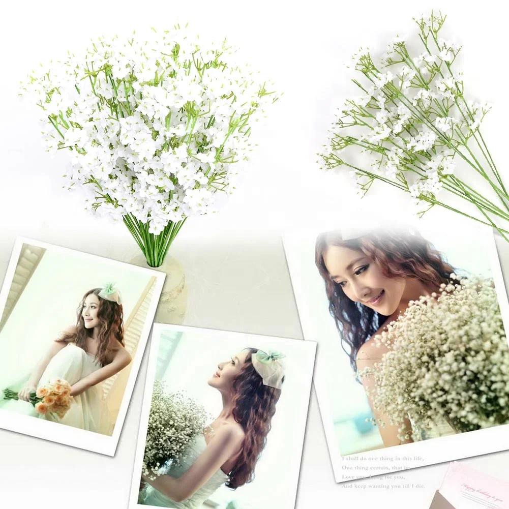 OurWarm White Babies Breath Gypsophila Flowers Artificial Gypsophila DIY Floral Bouquets Arrangement for Wedding Home Decor