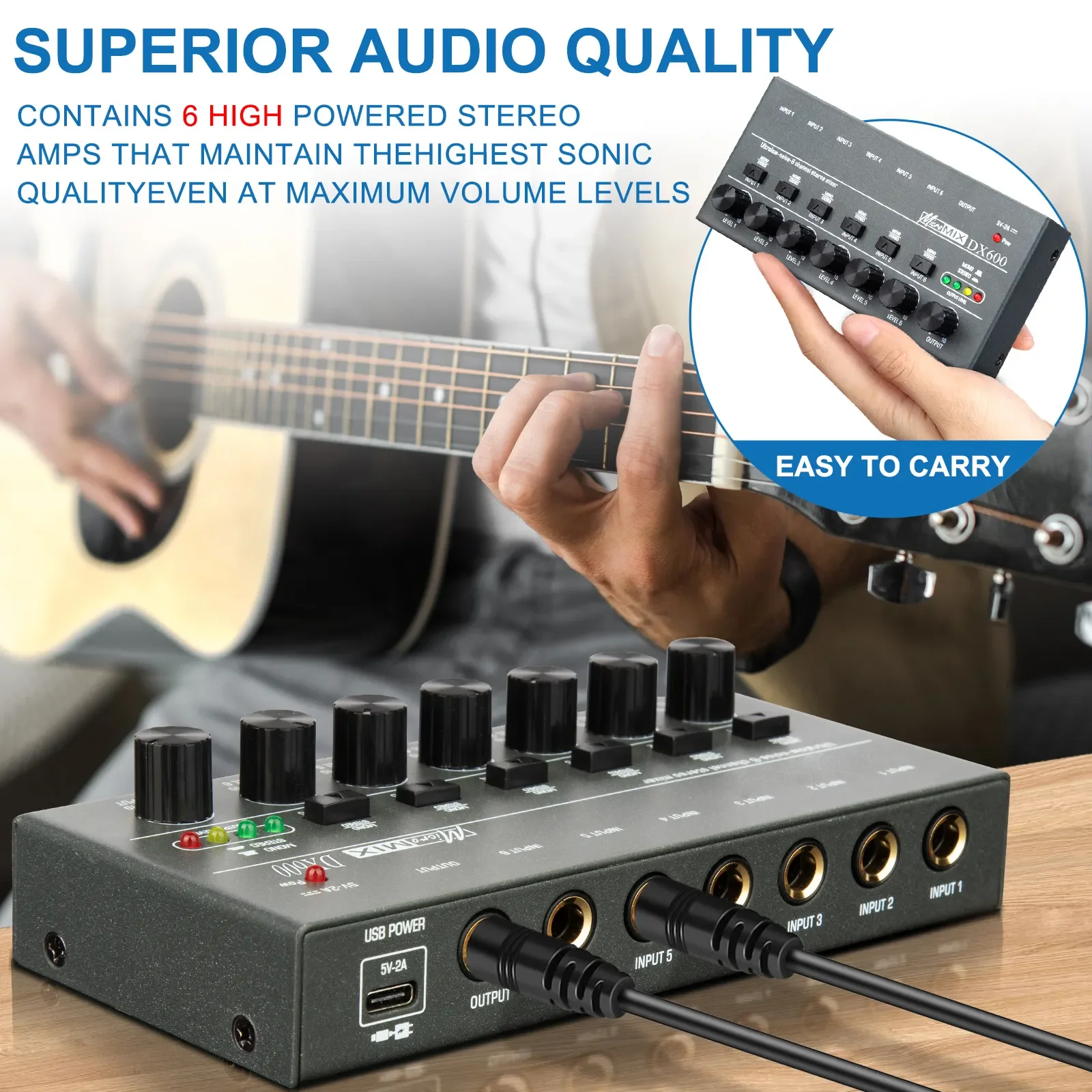 DX600 Factory price 6 channel digital mixer powered mixer stereo audio mixer for home