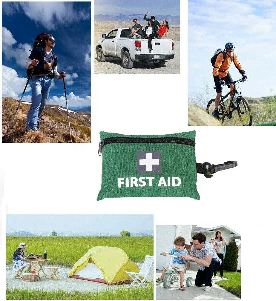 43PCS Mini Emergency Survival Medical Travel Hiking Pocket Car Green Family First Aid Kit