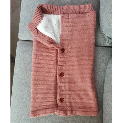  Newborn Baby Winter Warm Sleeping Bags Infant Button Knit Swaddle Wrap Swaddling Stroller Toddler