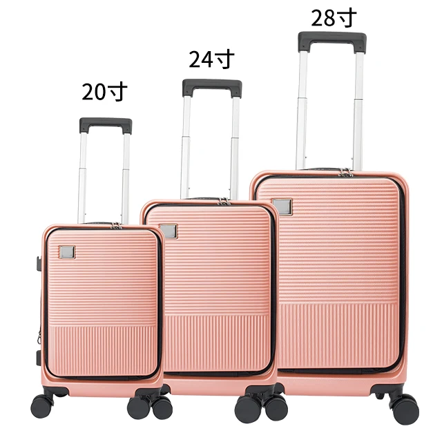 2024 Hot Selling TSA Lock Aluminum Frame Suitcases Luggage with USB Charging Port Cup and Phone Holder for Travel