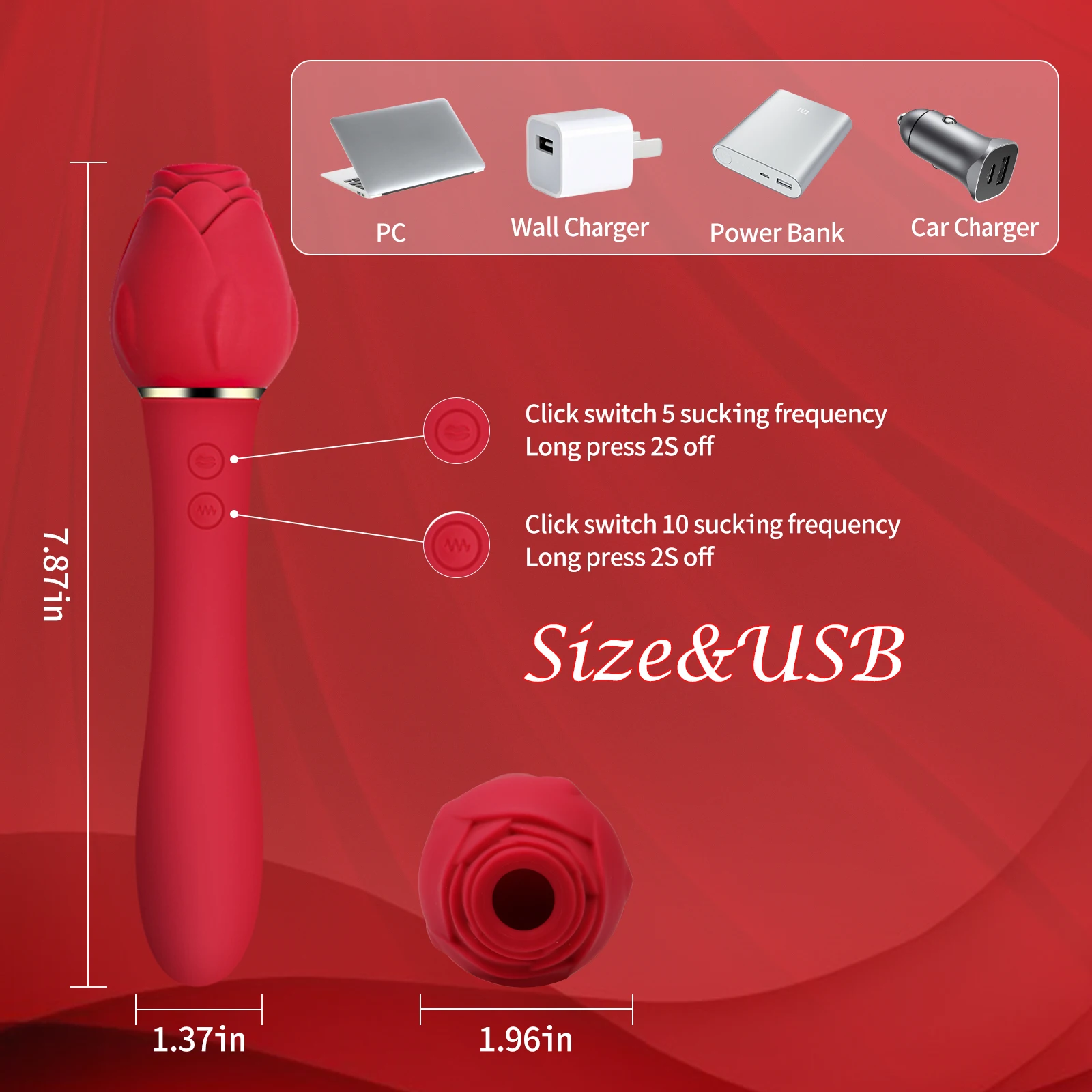 Rose Sucking Vibrator Dildo 2 in 1 Gadget Best Gift Rose Toy Vibrator for Woman